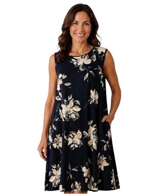 Cynthia Rowley Women's Floral Dress Medium Liquid Knit Stretch Summer Resortwear